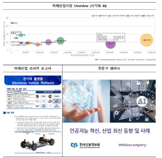 미래산업정보 제공 예시 (한국신용정보원 제공)